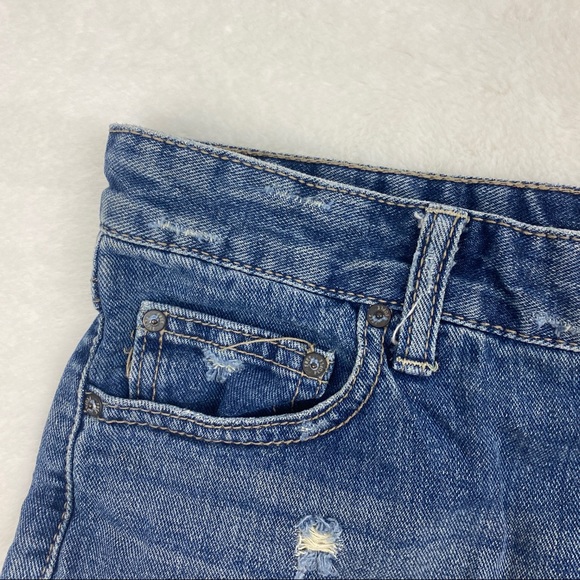 Free People Denim Shorts Size 25 Cut Offs Frayed Distressed 100% Cotton Midrise - Picture 2 of 5